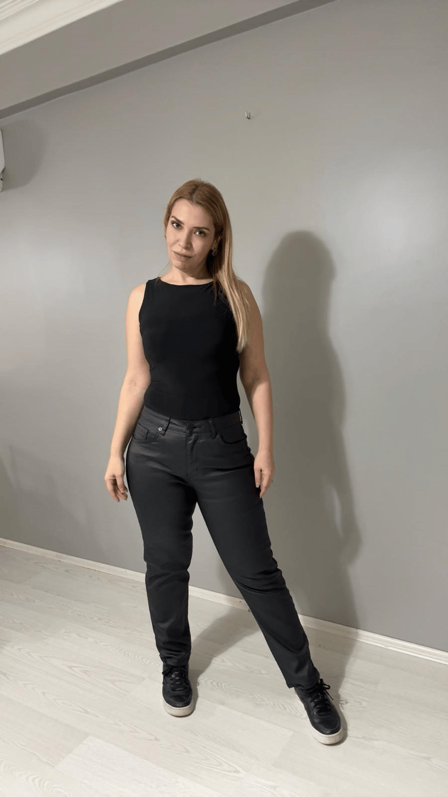Jean Pantolon Boyfit Mumlu-Siyah