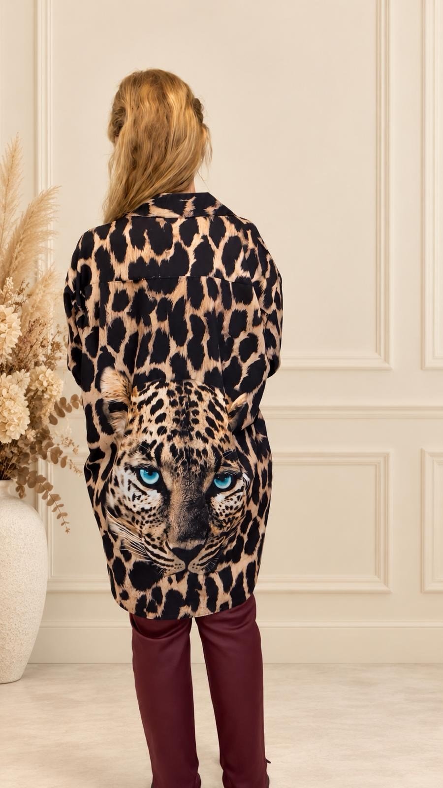 Leopar Gömlek Kahverengi
