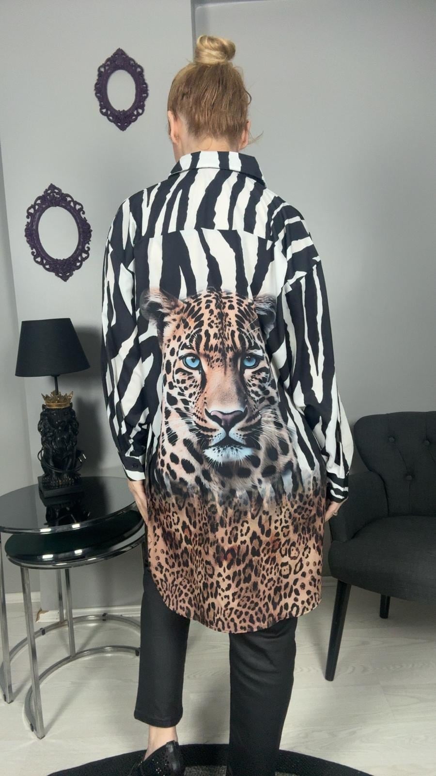 Leopar Gömlek Siyah