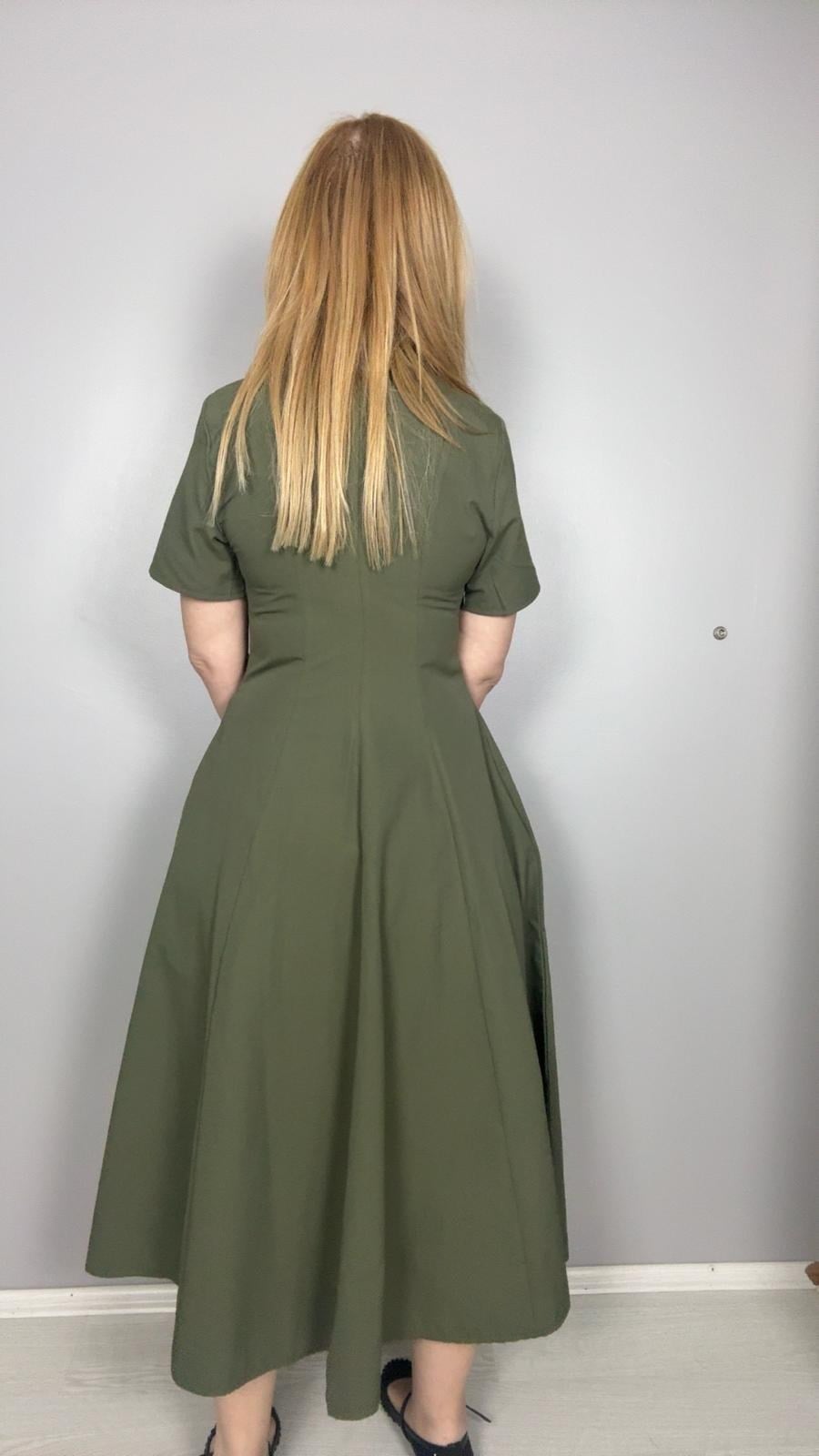 Poplin Elbise Yeşil