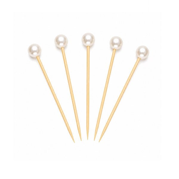 Yiyang Bambu Kürdan Boncuklu Beyaz 12 cm ( 100 adet ) 