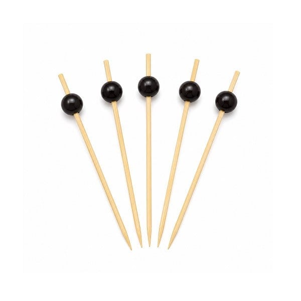 Yiyang Bambu Kürdan Boncuklu Siyah 12 cm ( 100 adet ) 
