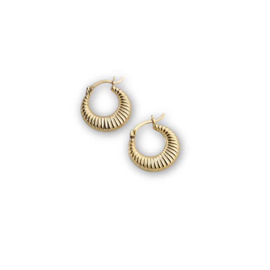 Retro Gold Halka Küpe - 925 ayar gümüş