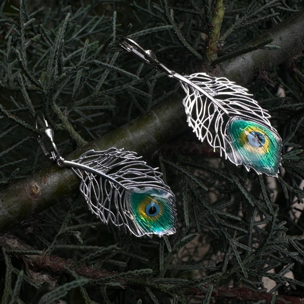Silver Tavus Kuşu Küpe - 925 ayar gümüş