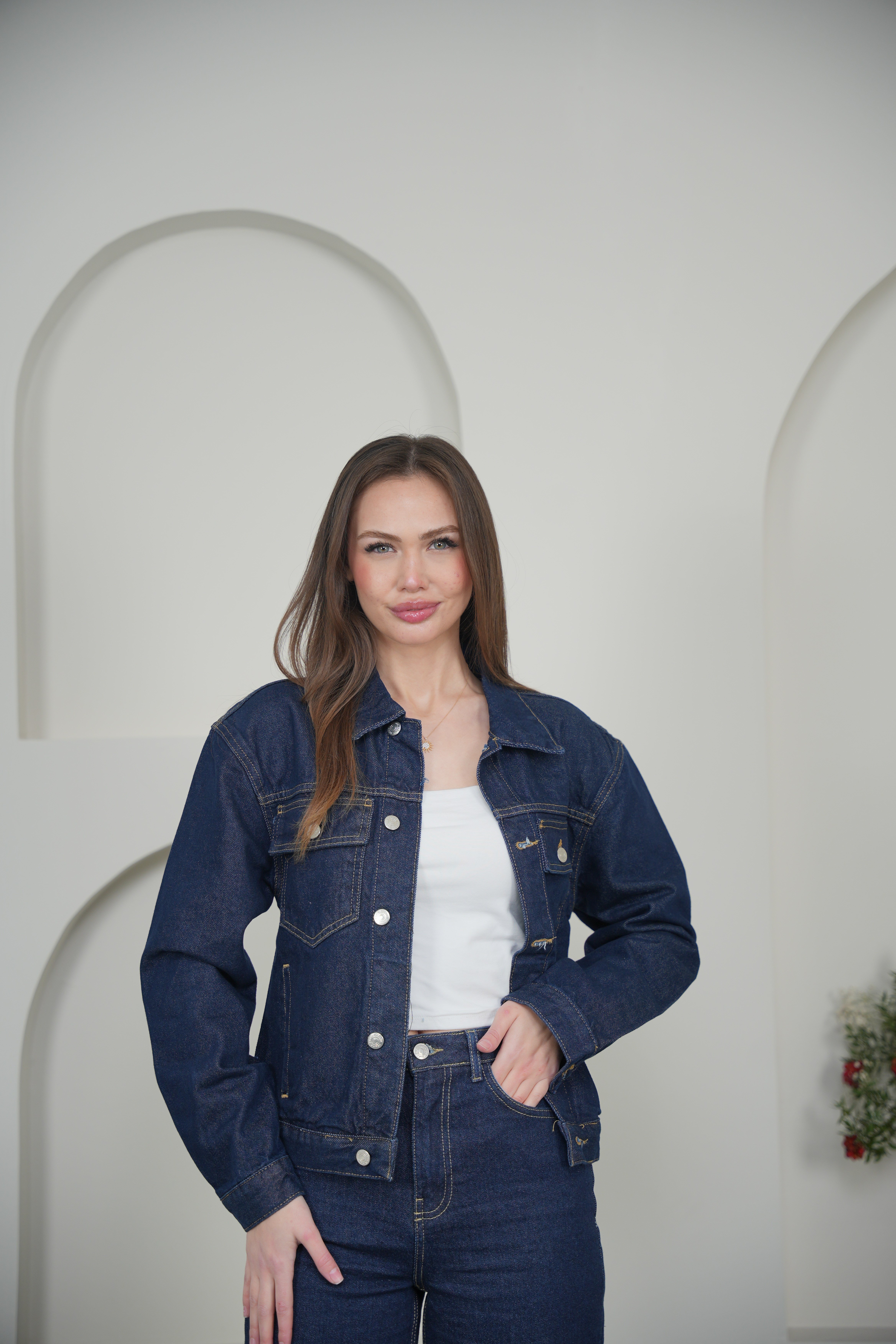 Denim Ceket Dikiş Detaylı