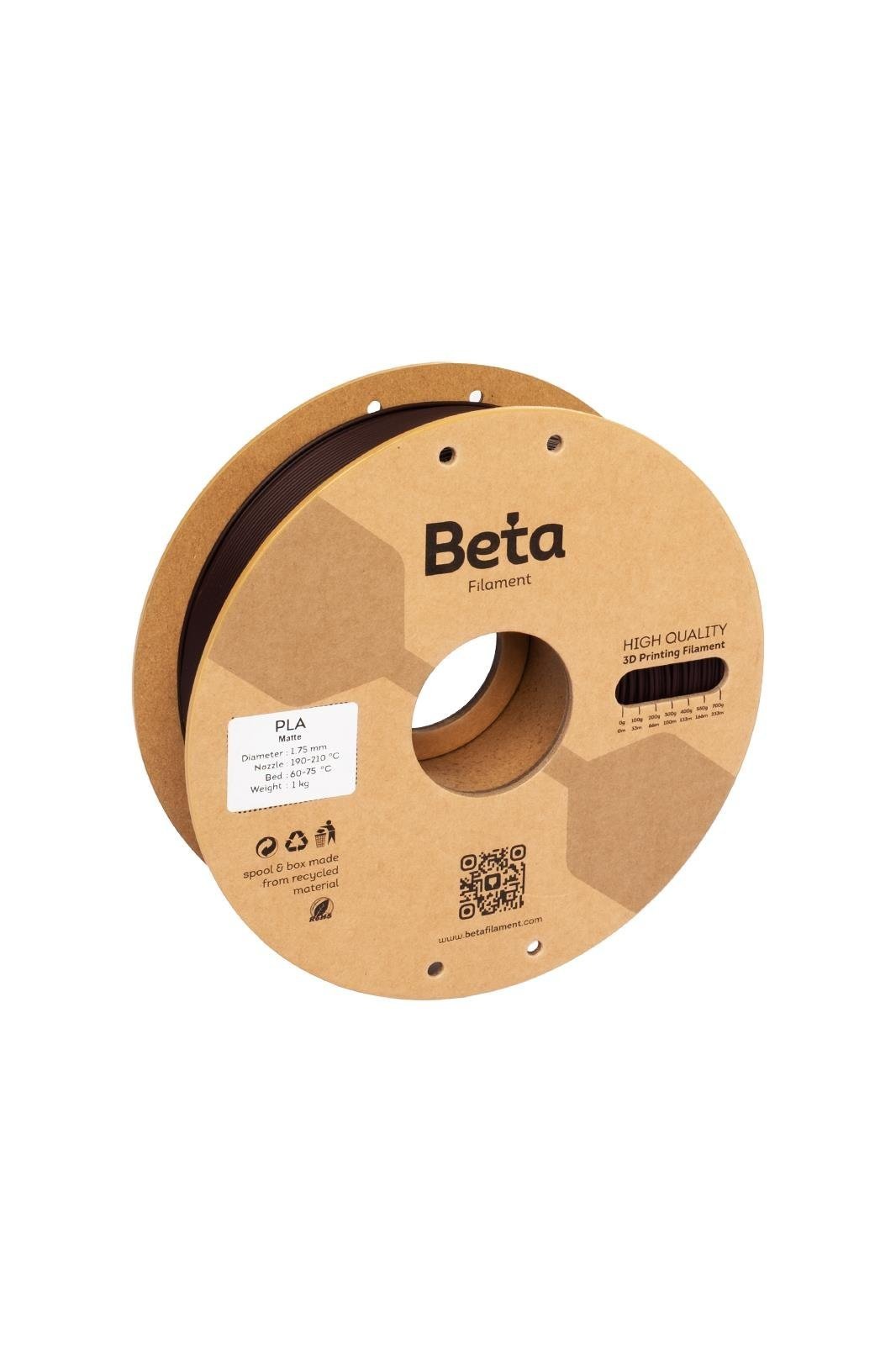 Beta PLA-Matte Chocolate Filament 1.75mm 1kg