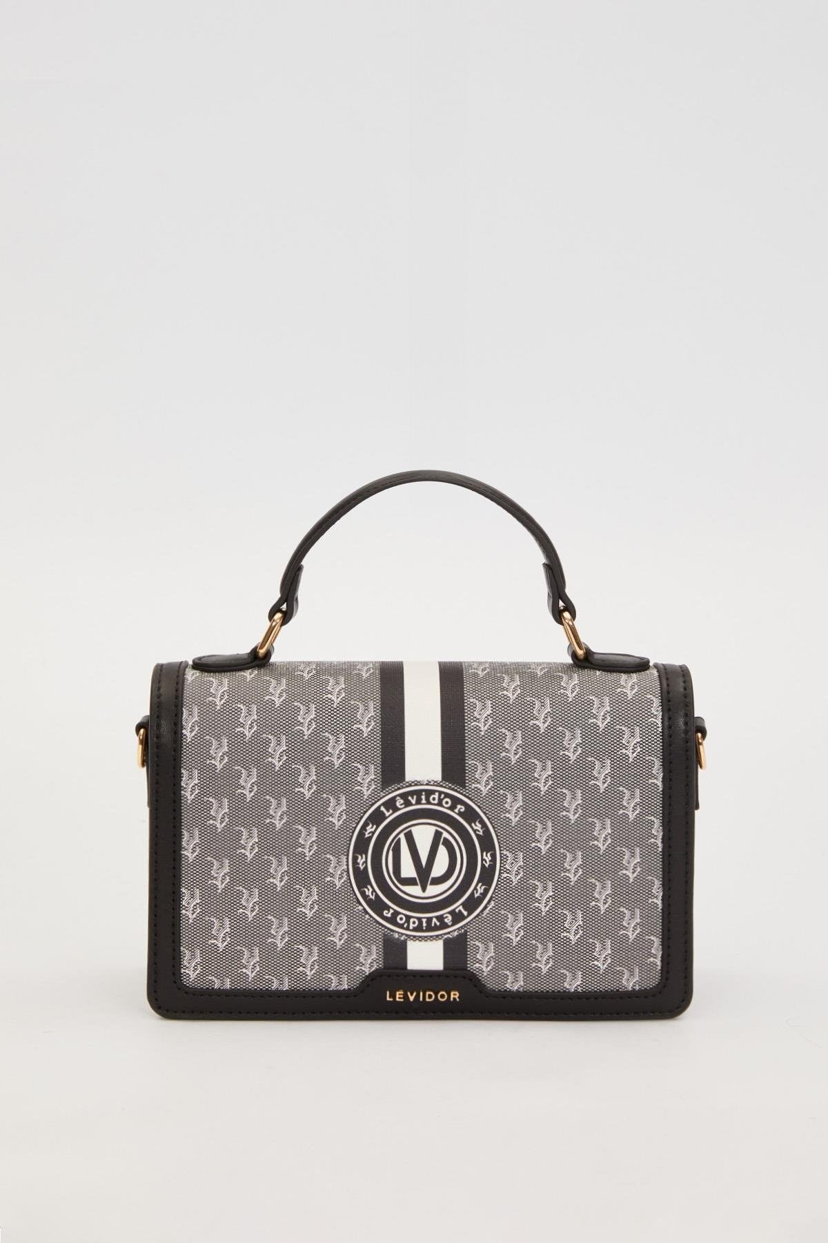 Siyah Logolu Monogram Desen El Çantası