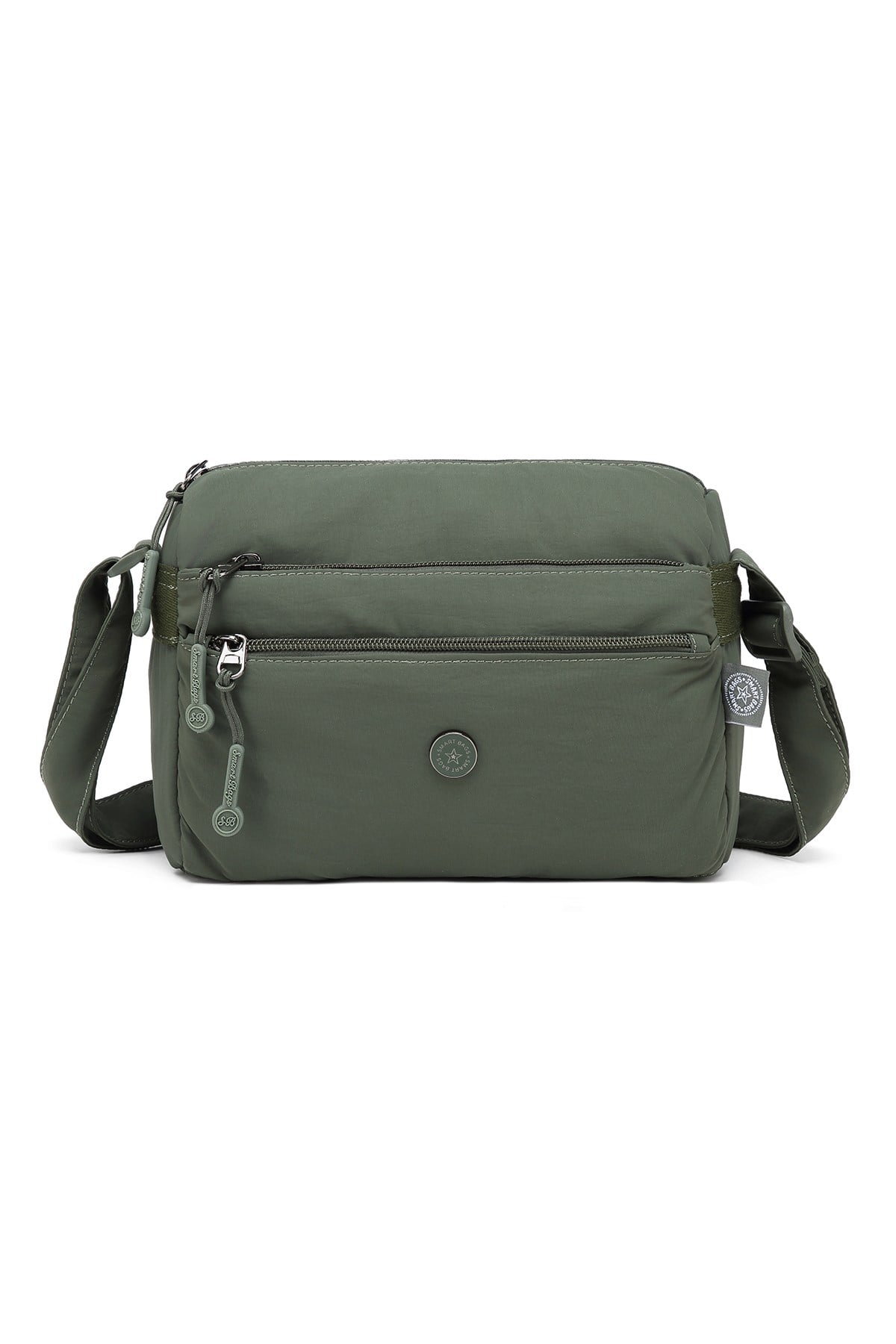 Smart Bags Haki Kadın Omuz Çantası Hafif Kumaş Çok Cepli Çapraz Uzun Askılı