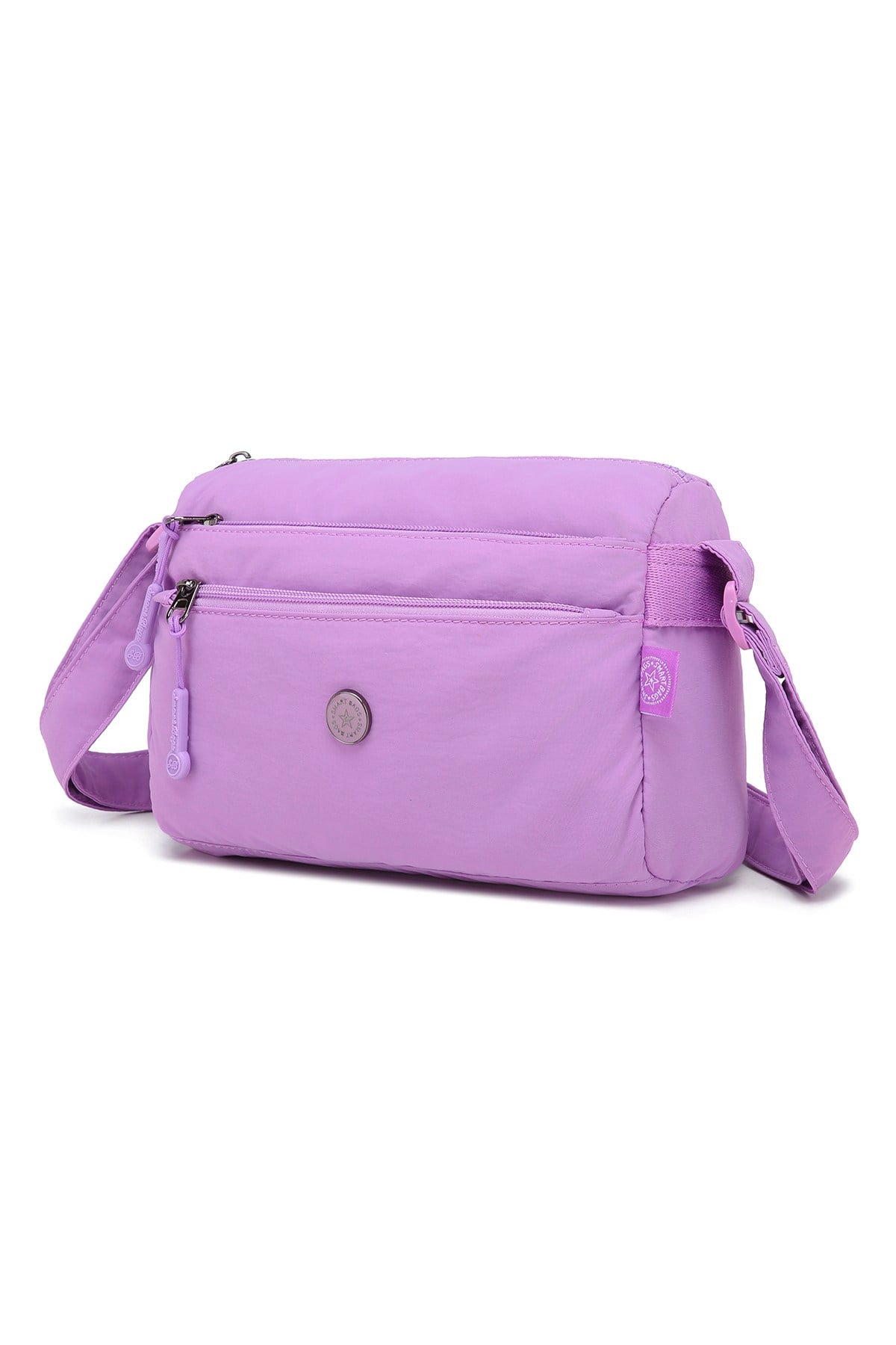 Smart Bags Lila Kadın Omuz Çantası Hafif Kumaş Çok Cepli Çapraz Uzun Askılı