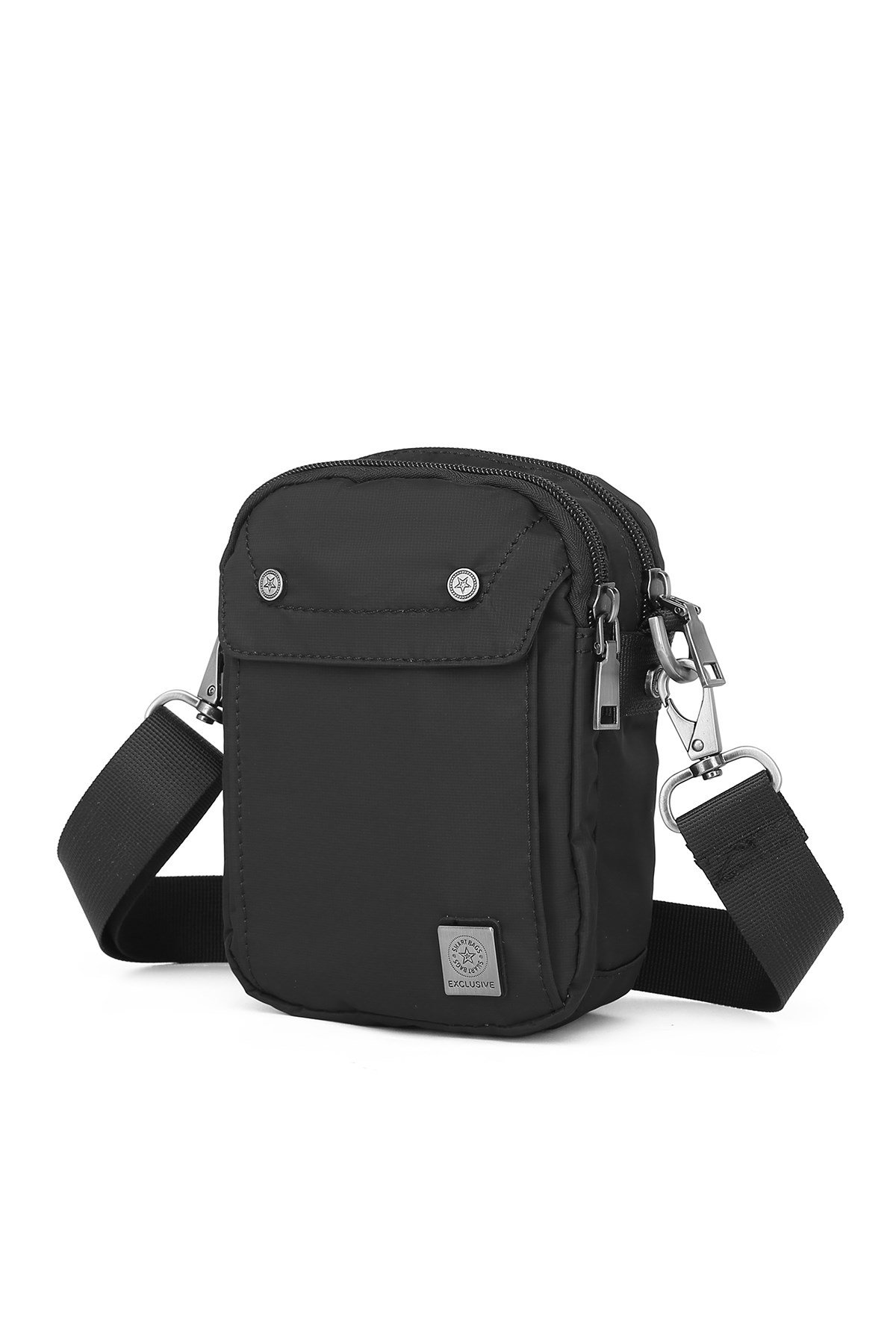 Smart Küçük Boy Su Geçirmez Çift Bölmeli Askılı Erkek Omuz Çantası Siyah
