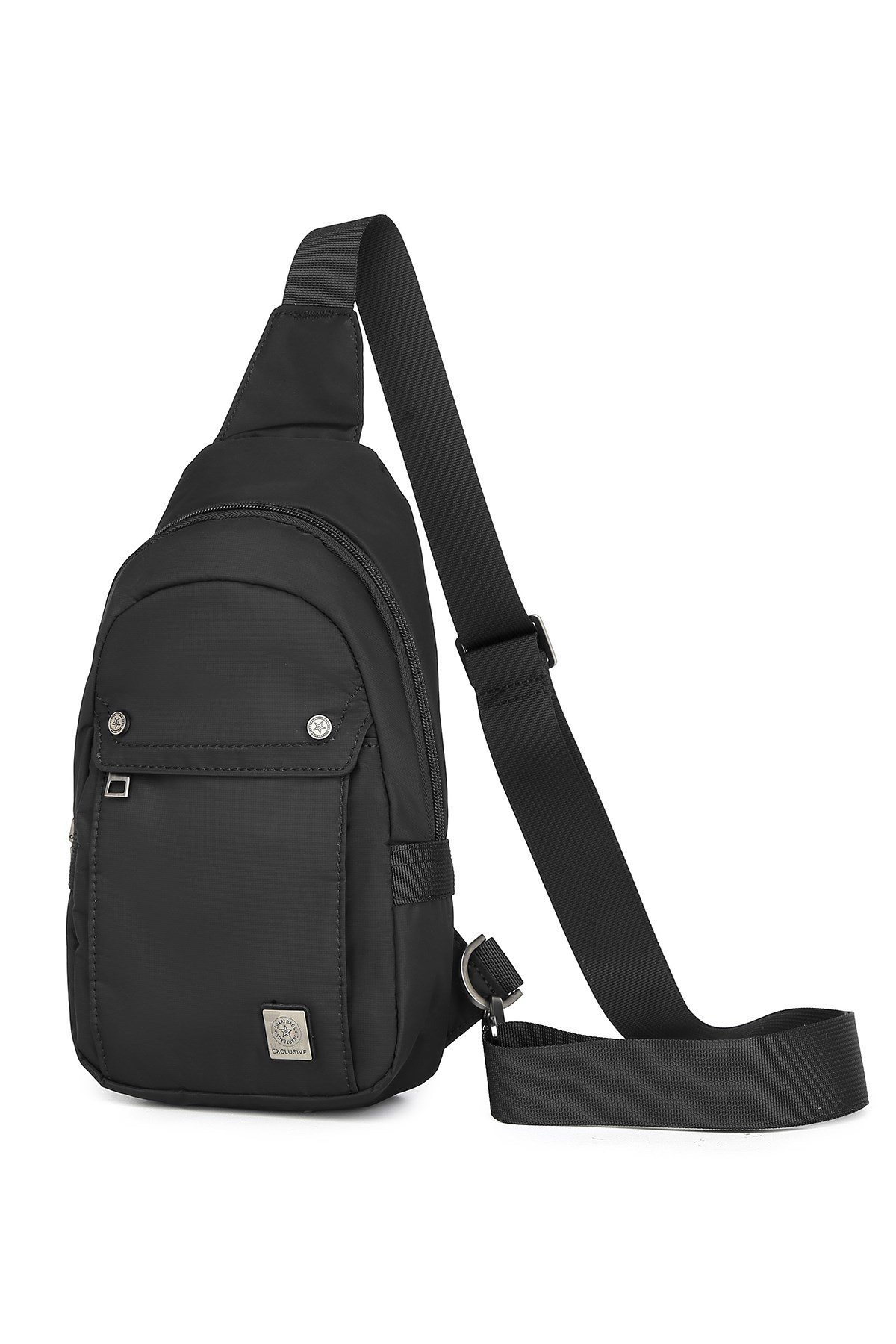 Smart Unisex Body Bag Tasarım Vücut Sırt ve Göğüs Çantası Ayarlanabilir Askılı Siyah
