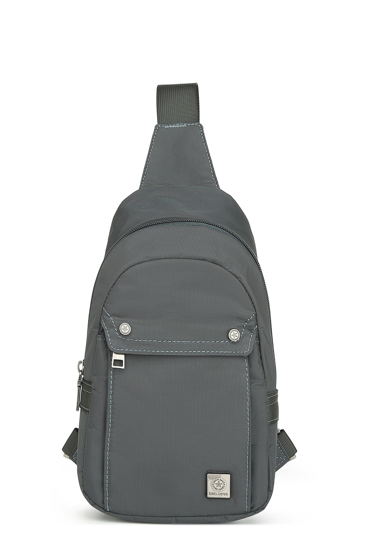 Smart Unisex Body Bag Tasarım Vücut Sırt ve Göğüs Çantası Ayarlanabilir Askılı Gri