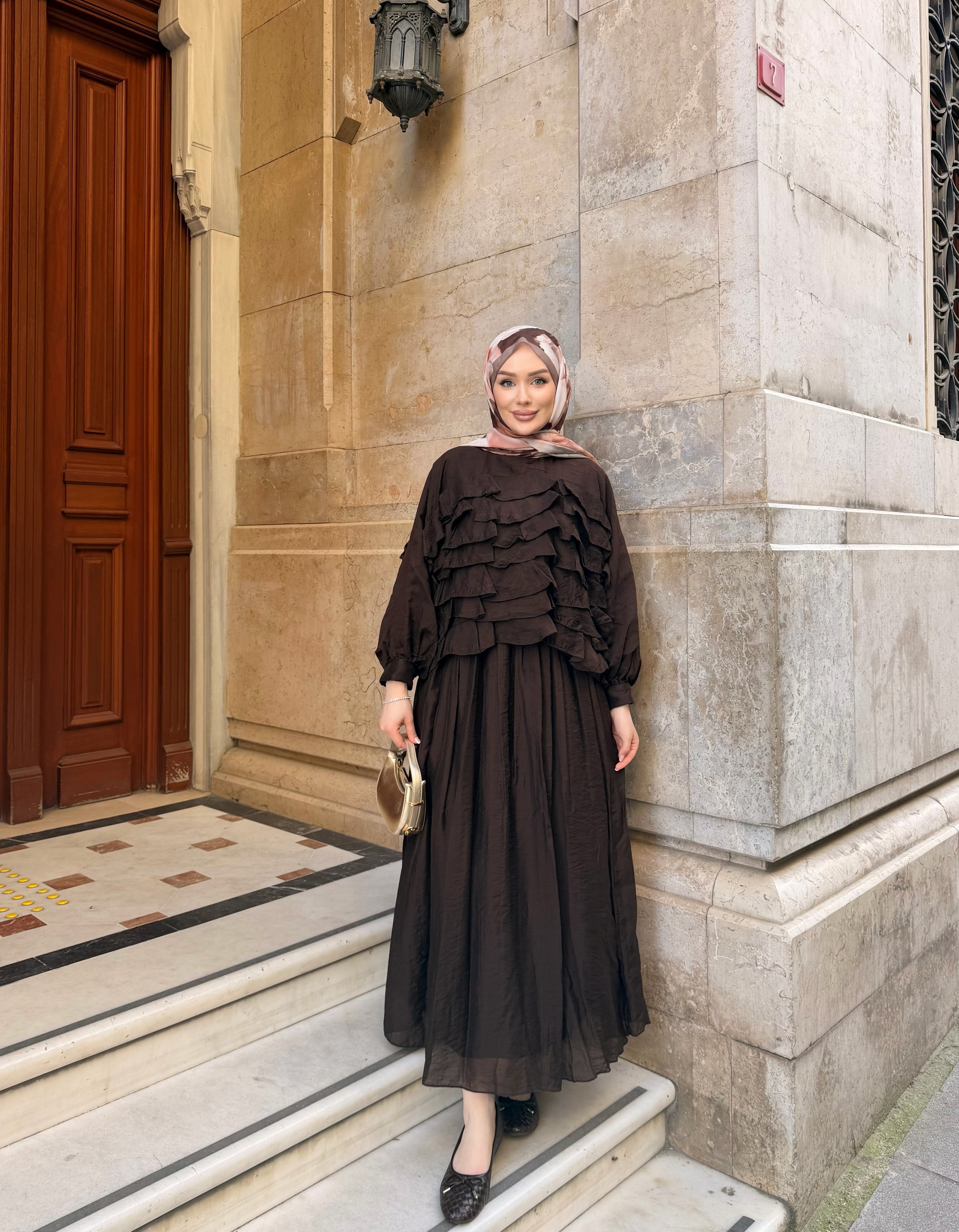 Swarski Etek Takım | Kahverengi