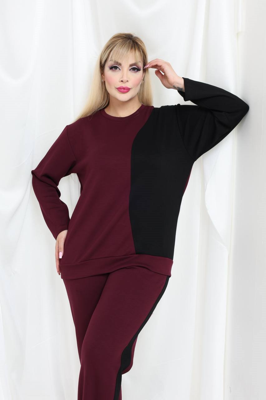 İKM BUTİK Oysho Kumaş Bordo Yanı Siyah Detaylı Takım