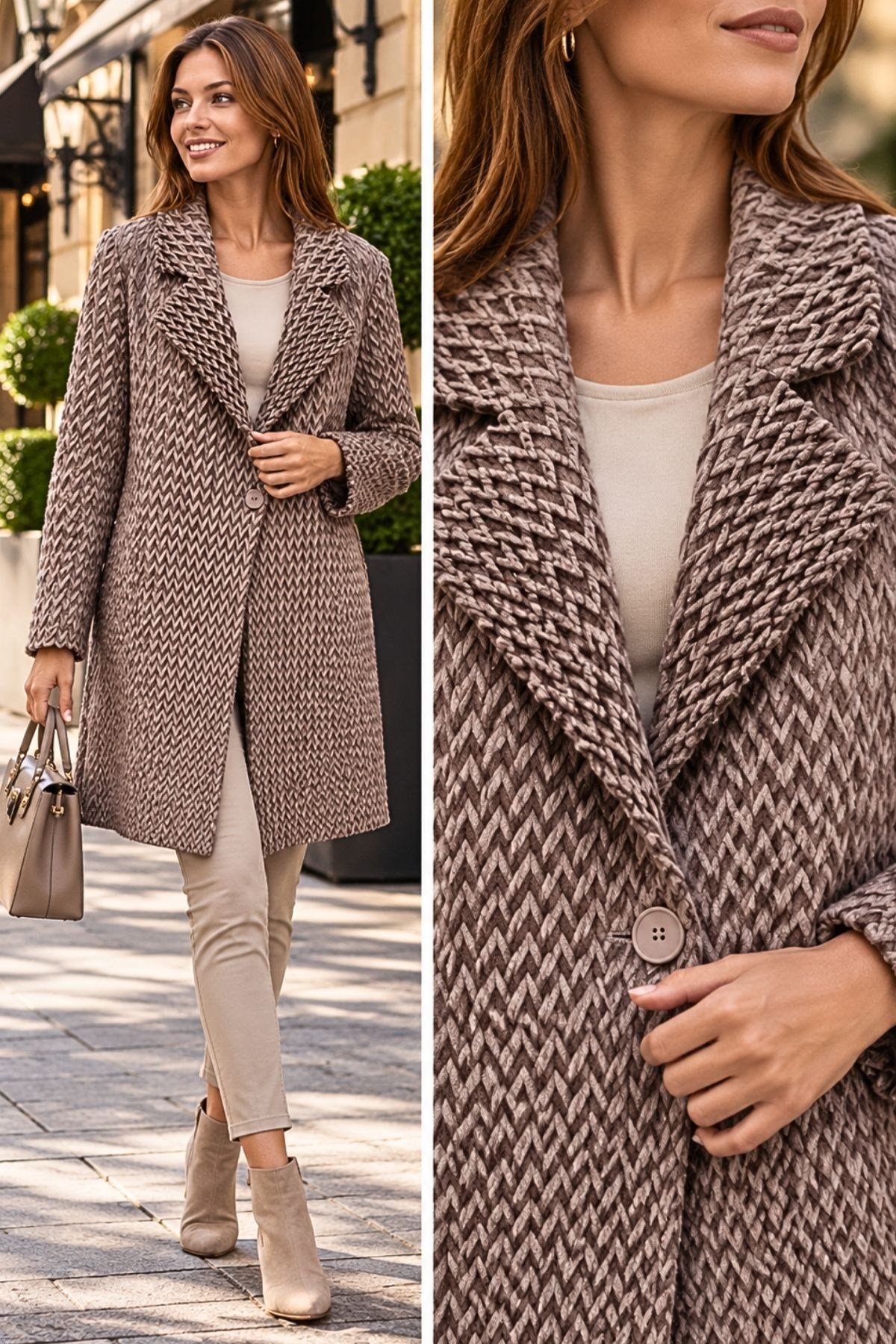 Akordeon Pileli Uzun Blazer Ceket