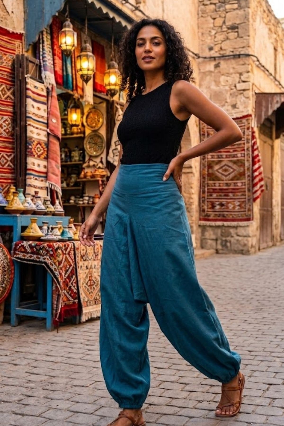 Beli Lastikli Etnik Şalvar