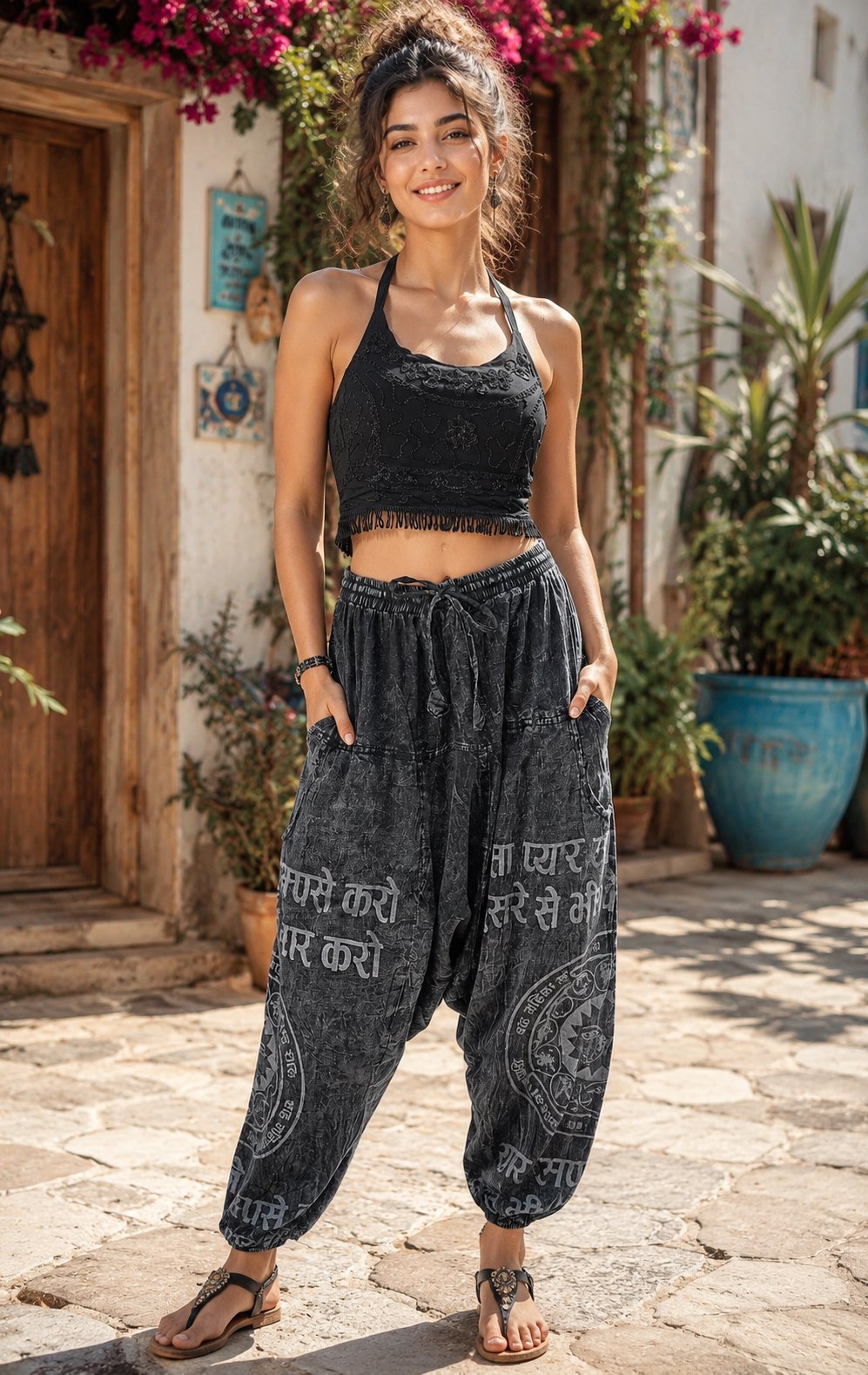 Hint Yazılı Otantik Harem Unisex Şalvar