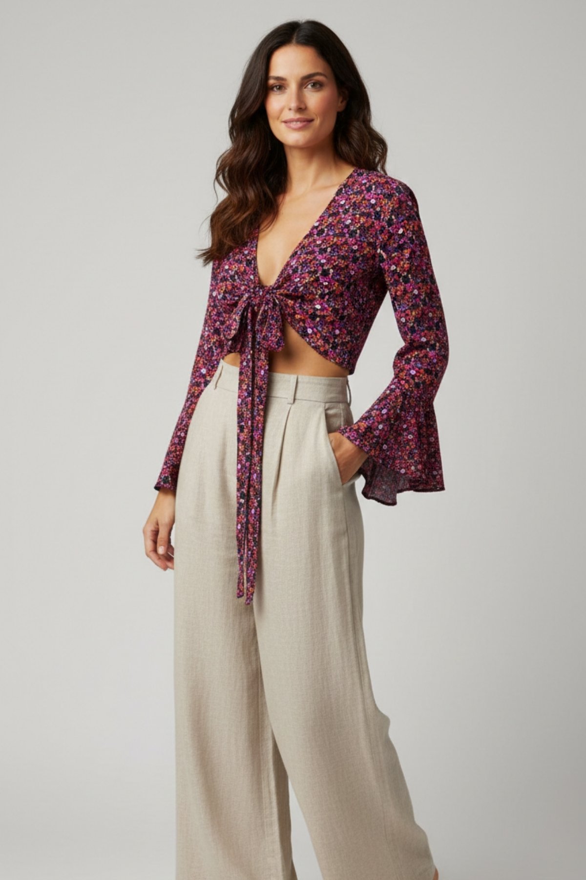 İspanyol Kol Crop Bluz