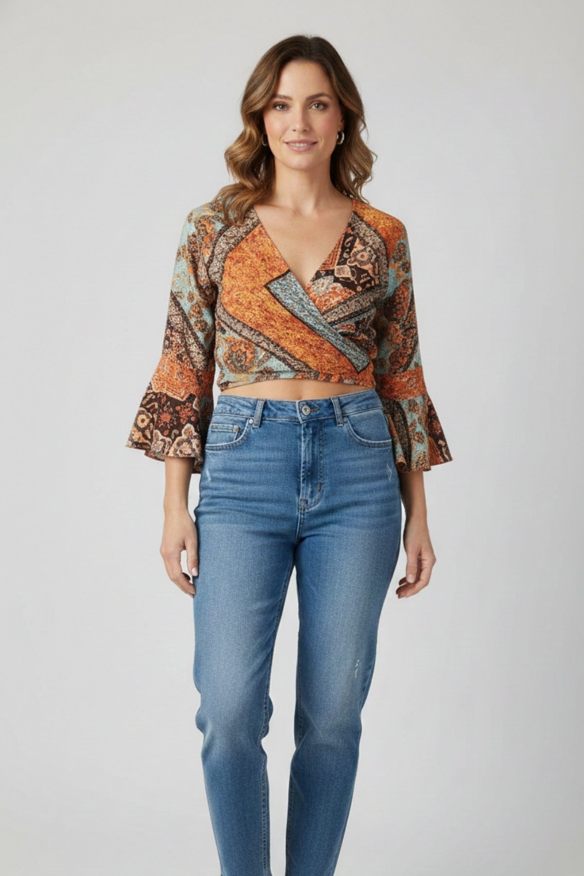 İspanyol Kol Crop Bluz