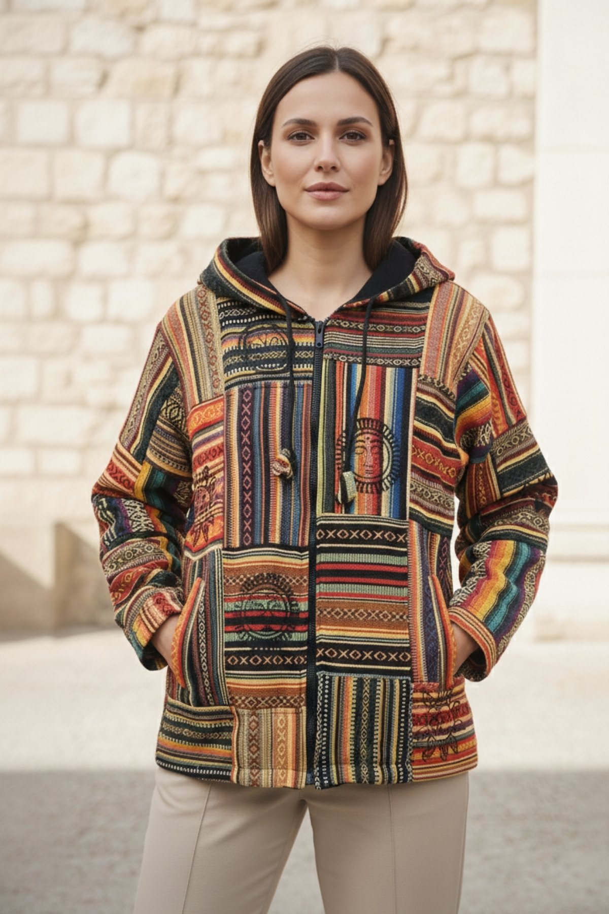 Patchwork İçi Polarlı Mont 