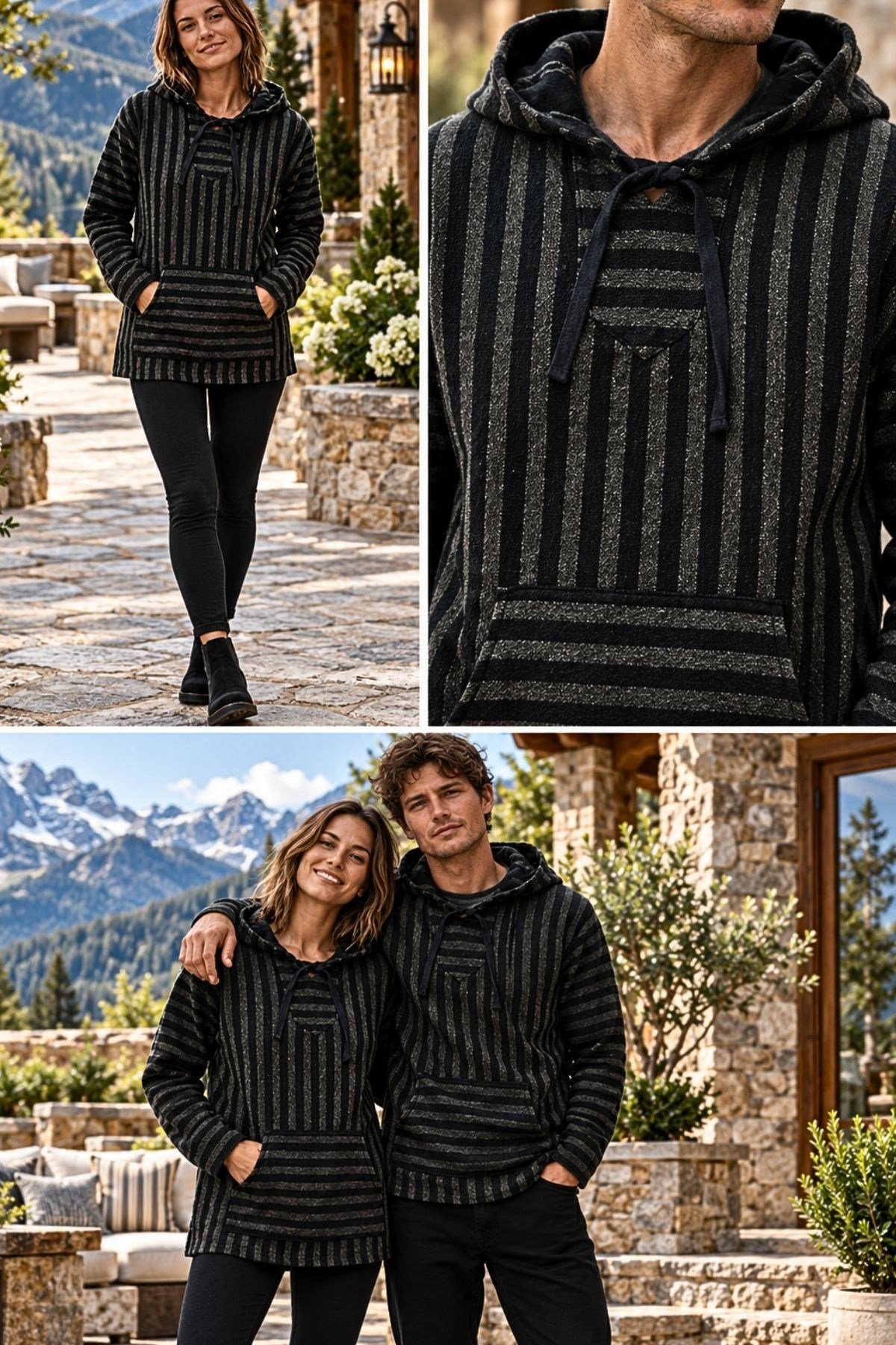 Unisex Kapüşonlu Etnik Sweatshirt