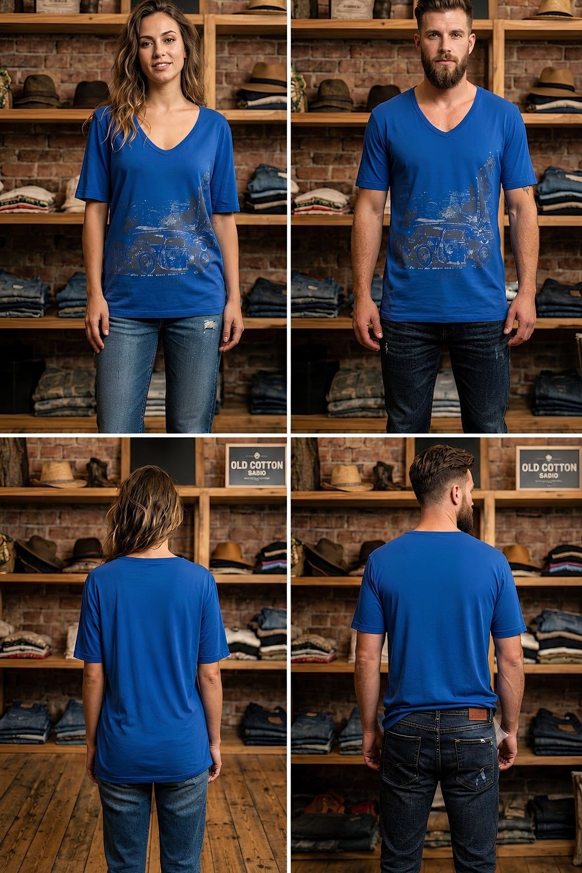 Vintage Baskılı Unisex Penye Tişört