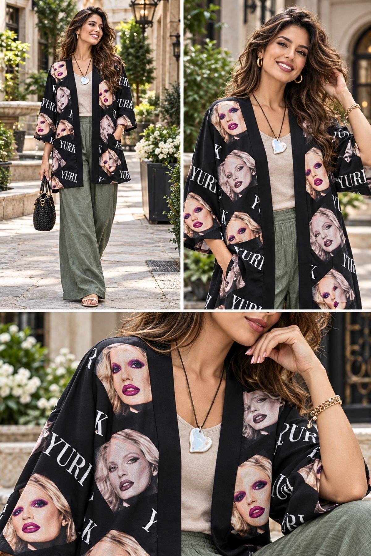 Vogue Esintili Grafik Hırka