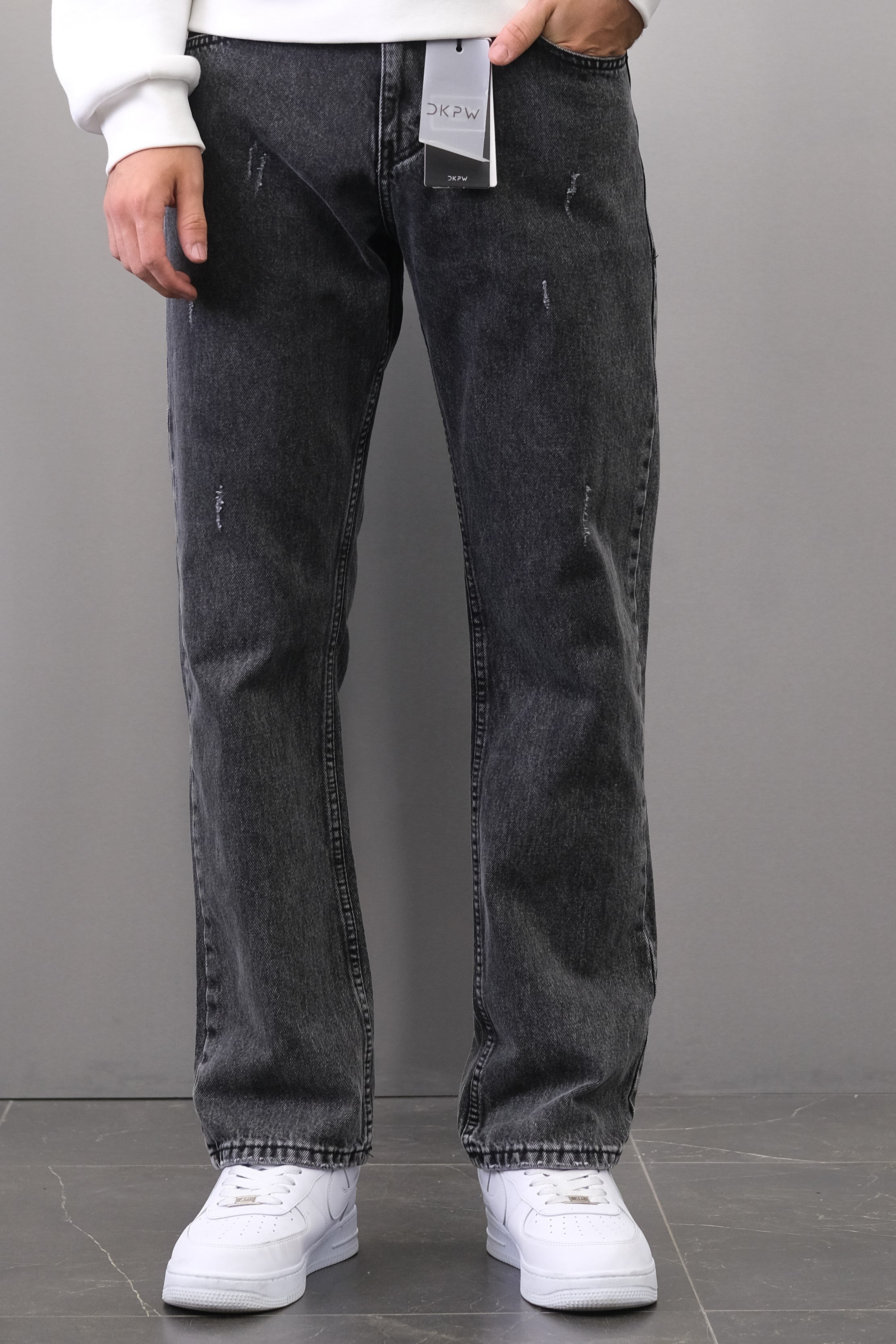 ANTRASİT TIRNAKLI BAGGY JEANS