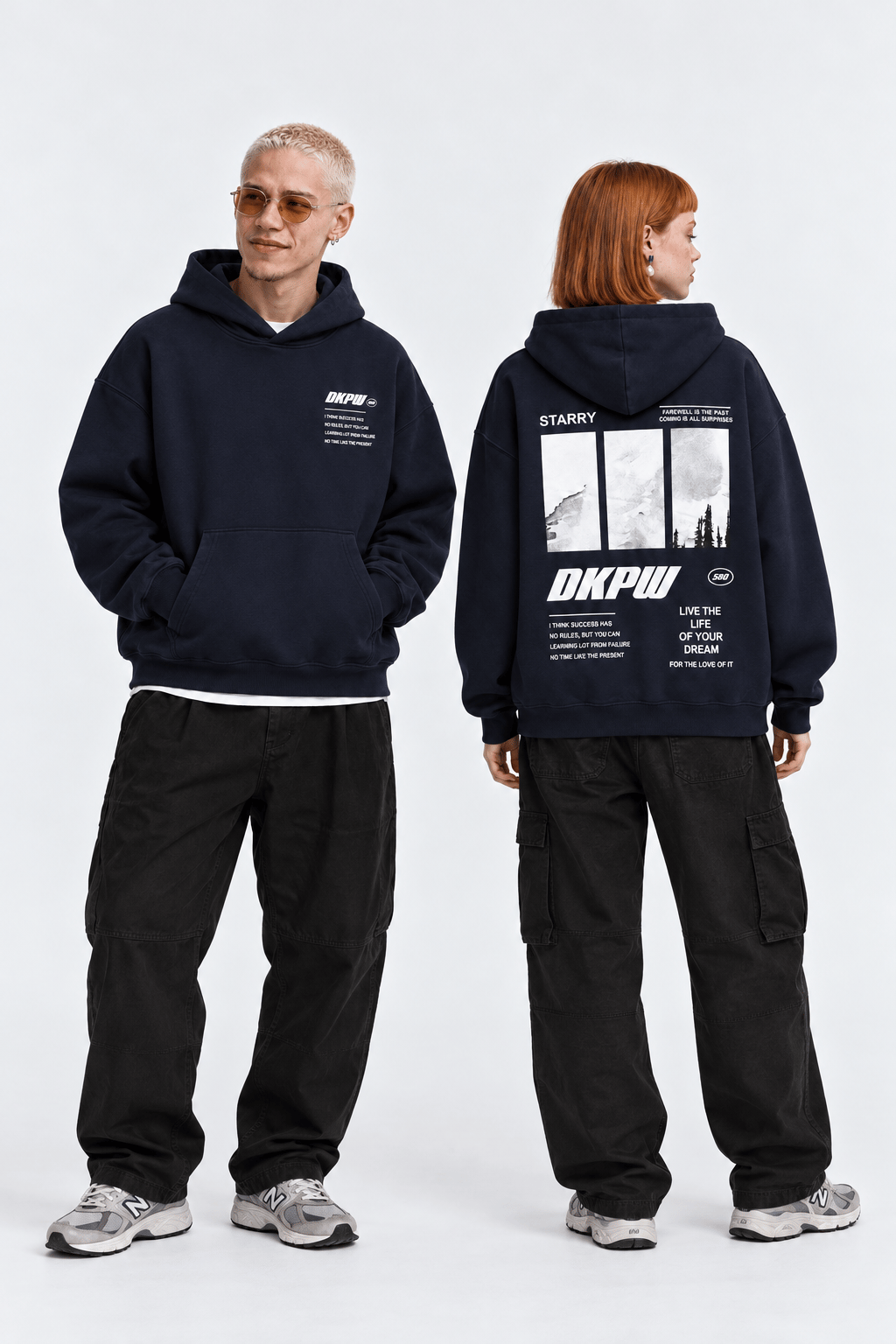 BOXY FİT OVERSİZE KAPŞONLU SWEATSHİRT LACİVERT