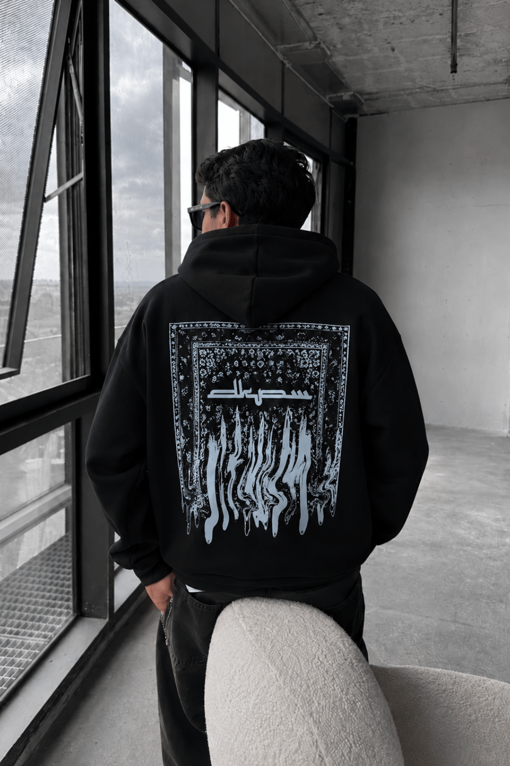 BOXY FİT OVERSİZE KAPŞONLU SWEATSHİRT LACİVERT