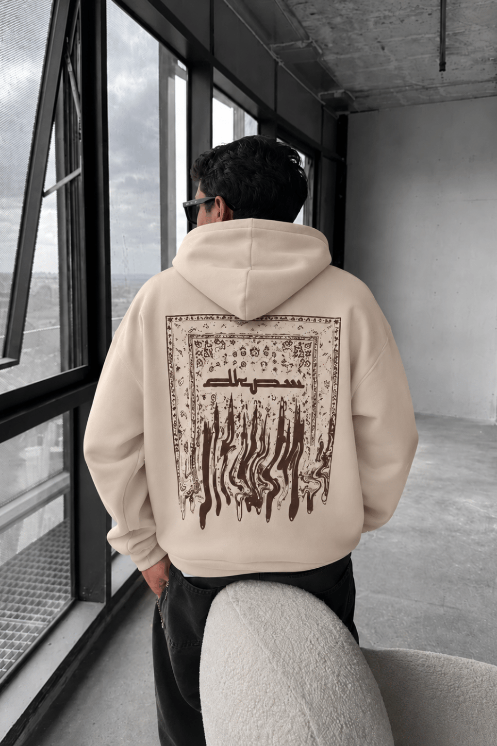 BOXY FİT OVERSİZE KAPŞONLU SWEATSHİRT KREM