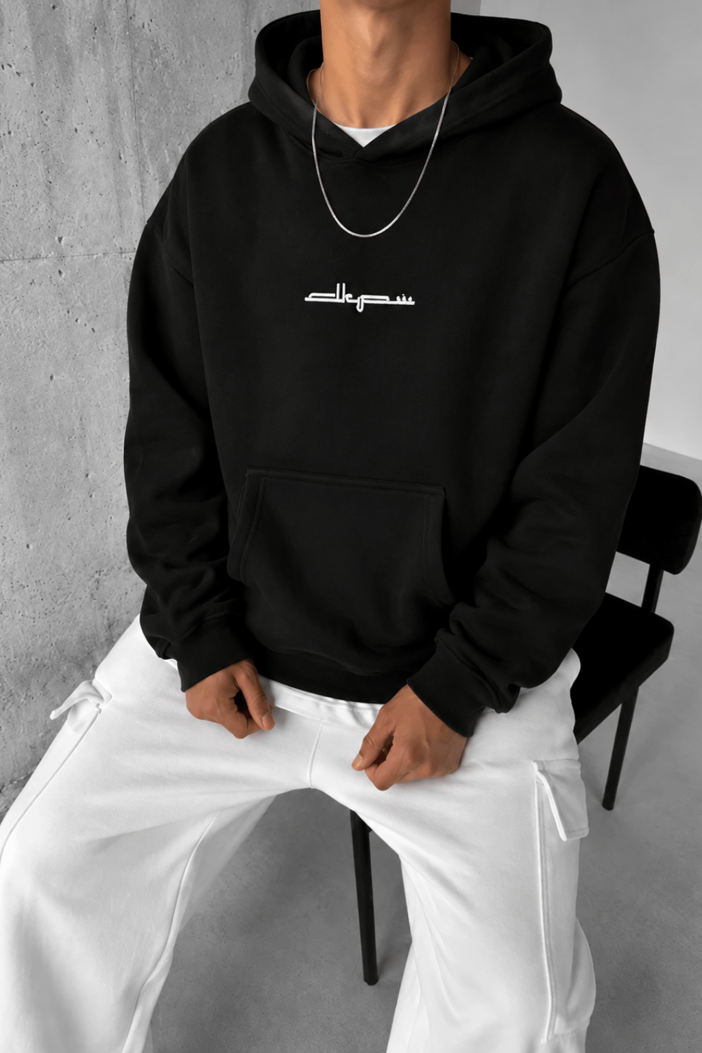 BOXY FİT OVERSİZE KAPŞONLU SWEATSHİRT SİYAH