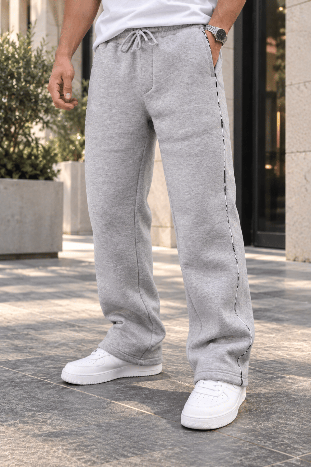 ÇİFT BİYELİ ŞARDONLU BAGGY EŞOFMAN ALTI GRİ