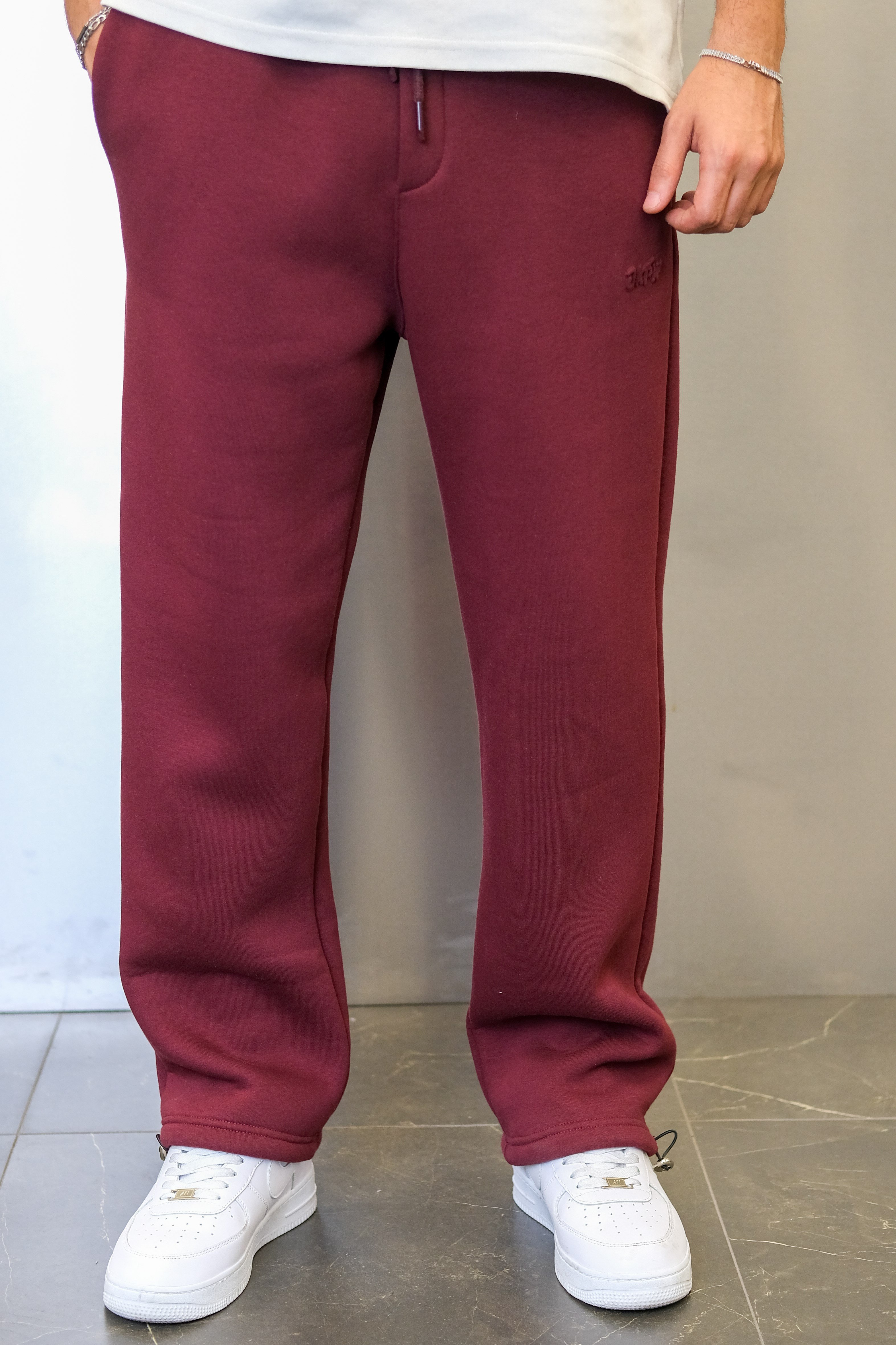 DKPW GOFRE BASKILI ŞARDONLU BAGGY EŞOFMAN ALTI BORDO
