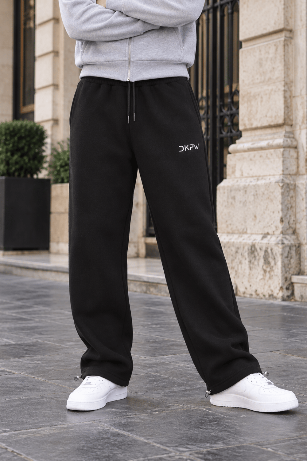DKPW REFLEKTÖR BASKILI BAGGY KALIP ŞARDONLU EŞOFMAN ALTI SİYAH