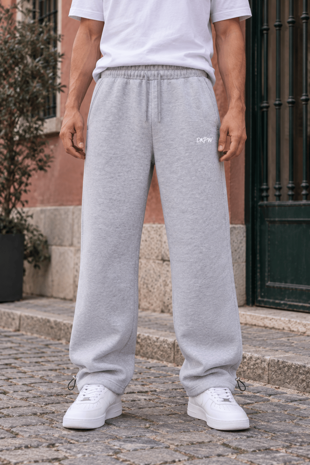 DKPW REFLEKTÖR BASKILI BAGGY KALIP ŞARDONLU EŞOFMAN ALTI GRİ MELANJ