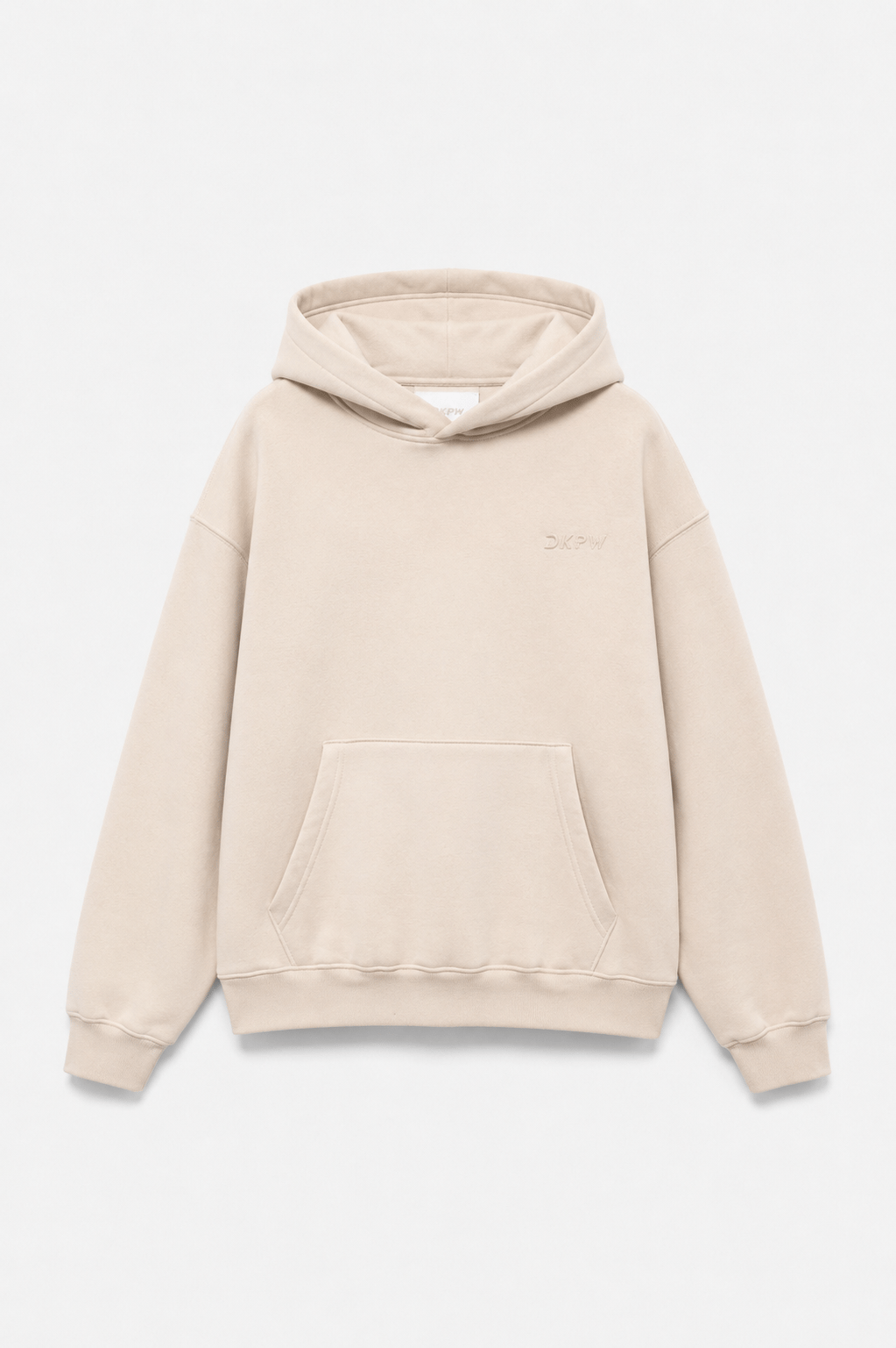 FLOK BASKI DETAYLI BOXYFİT KAPŞONLU SWEATSHIRT KREM