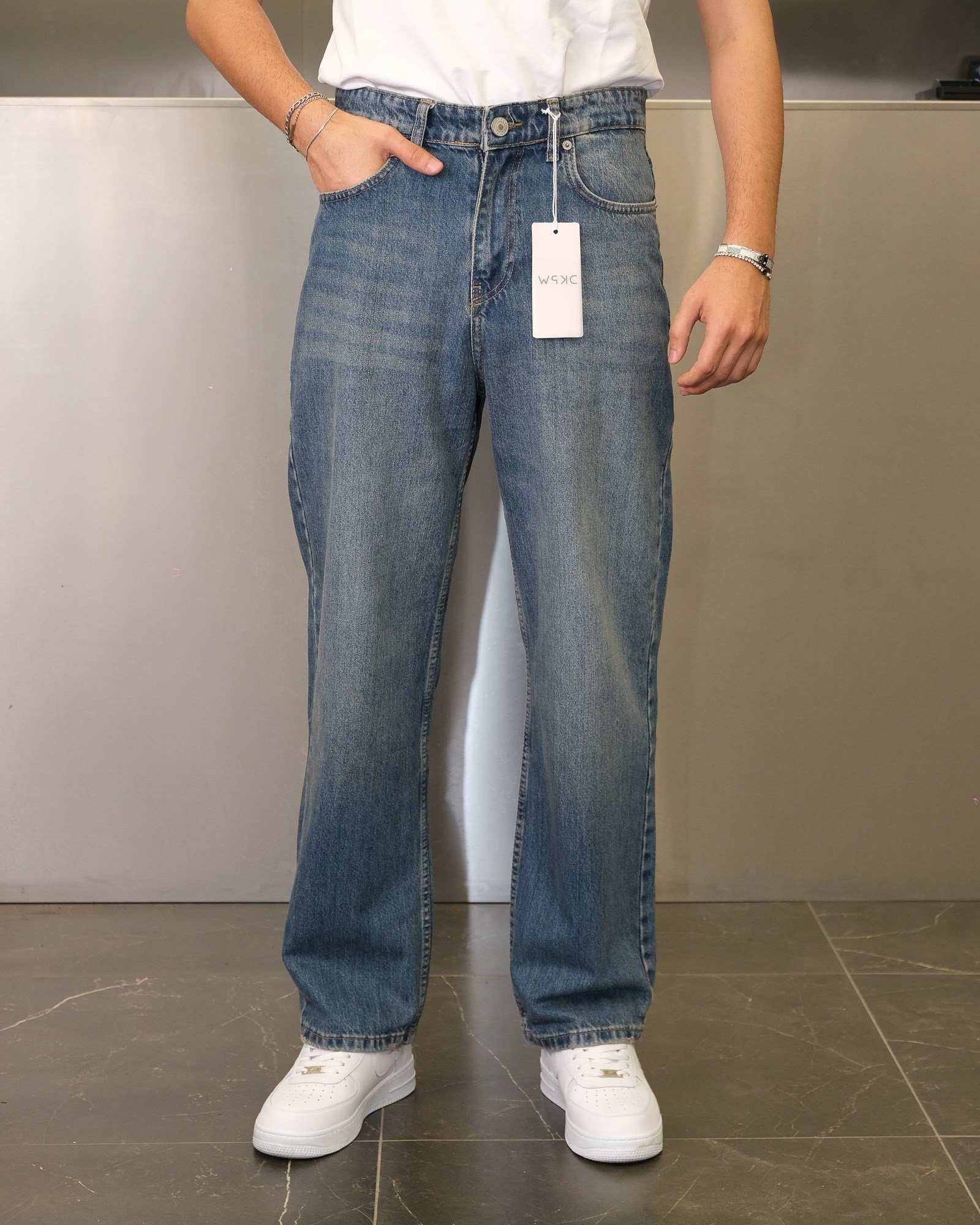 LACİVERT YIKAMA EFEKTLİ EXTRA BAGGY JEANS