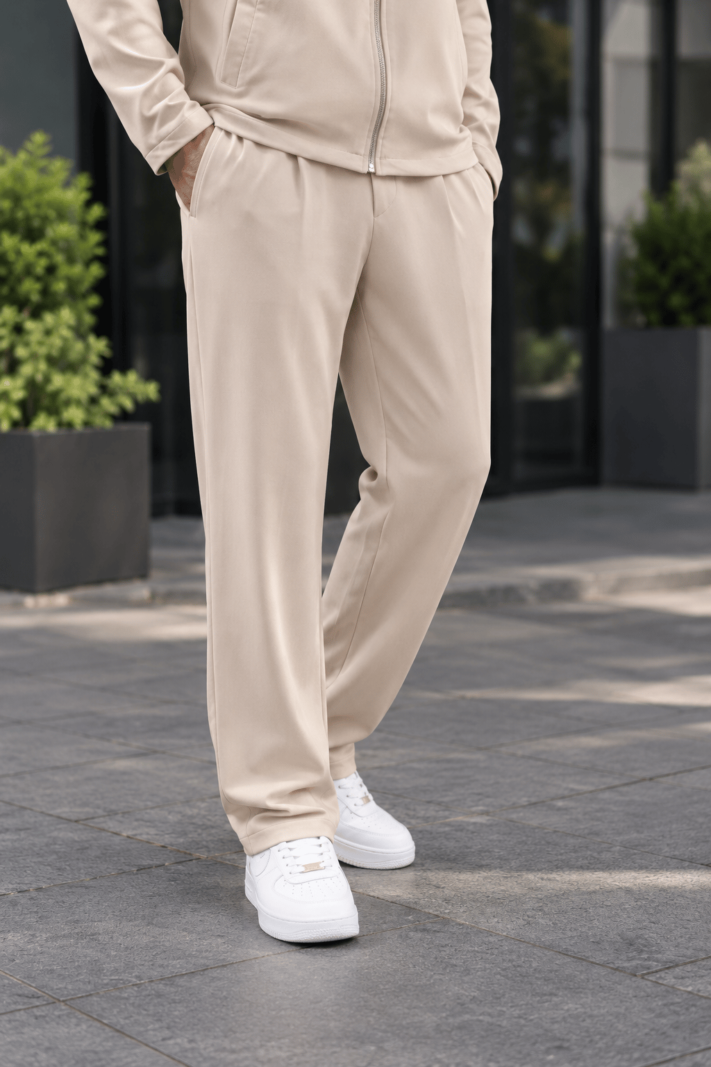 PİLE DETAYLI KUMAŞ BAGGY KREM
