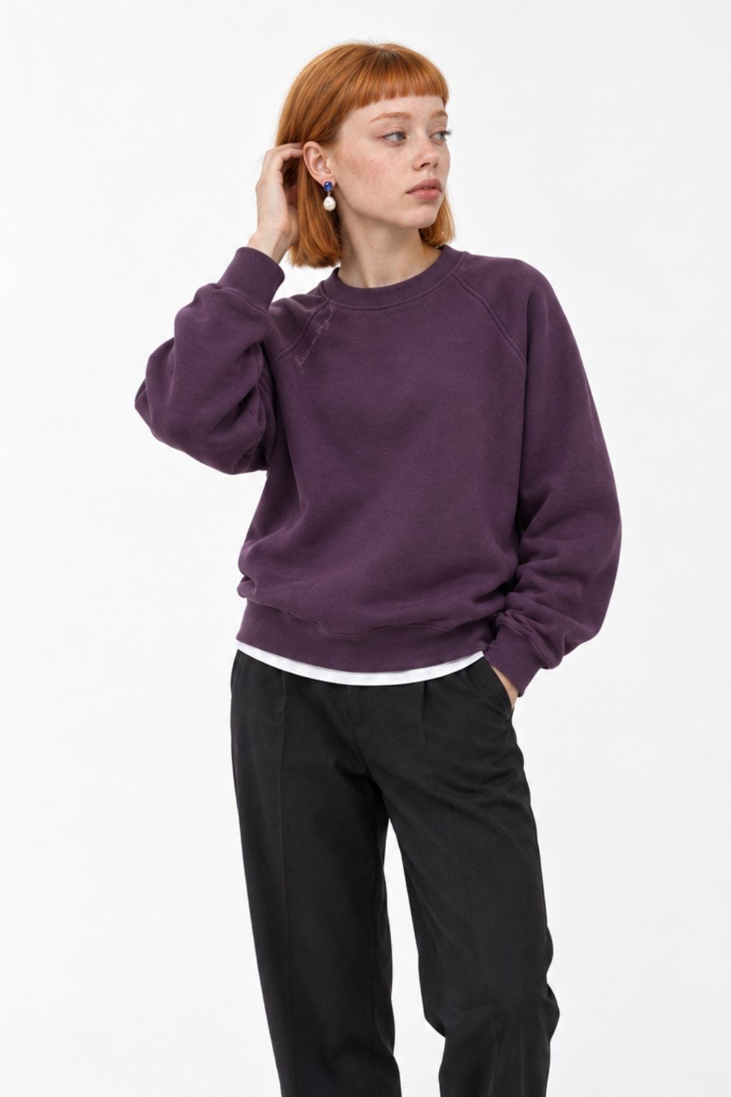 REGLAN KOL BOXYFİT BİSİKLET YAKA SWEATSHİRT MÜRDÜM