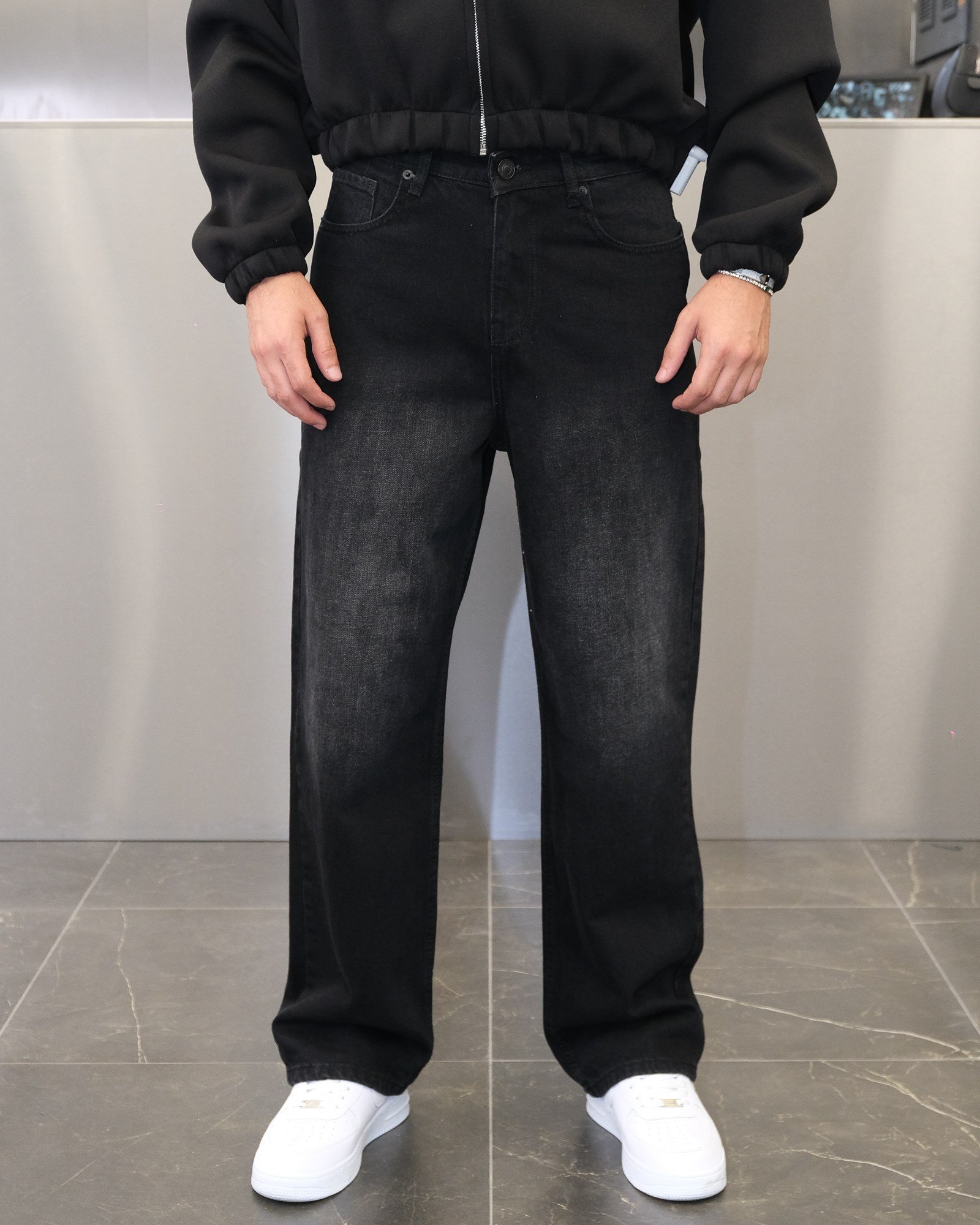 SİYAH ESKİTME EXTRA BAGGY JEANS