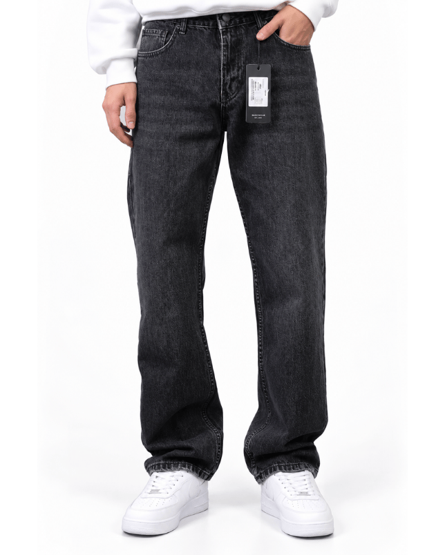 SİYAH ESKİTME TAŞLAMALI BAGGY JEANS
