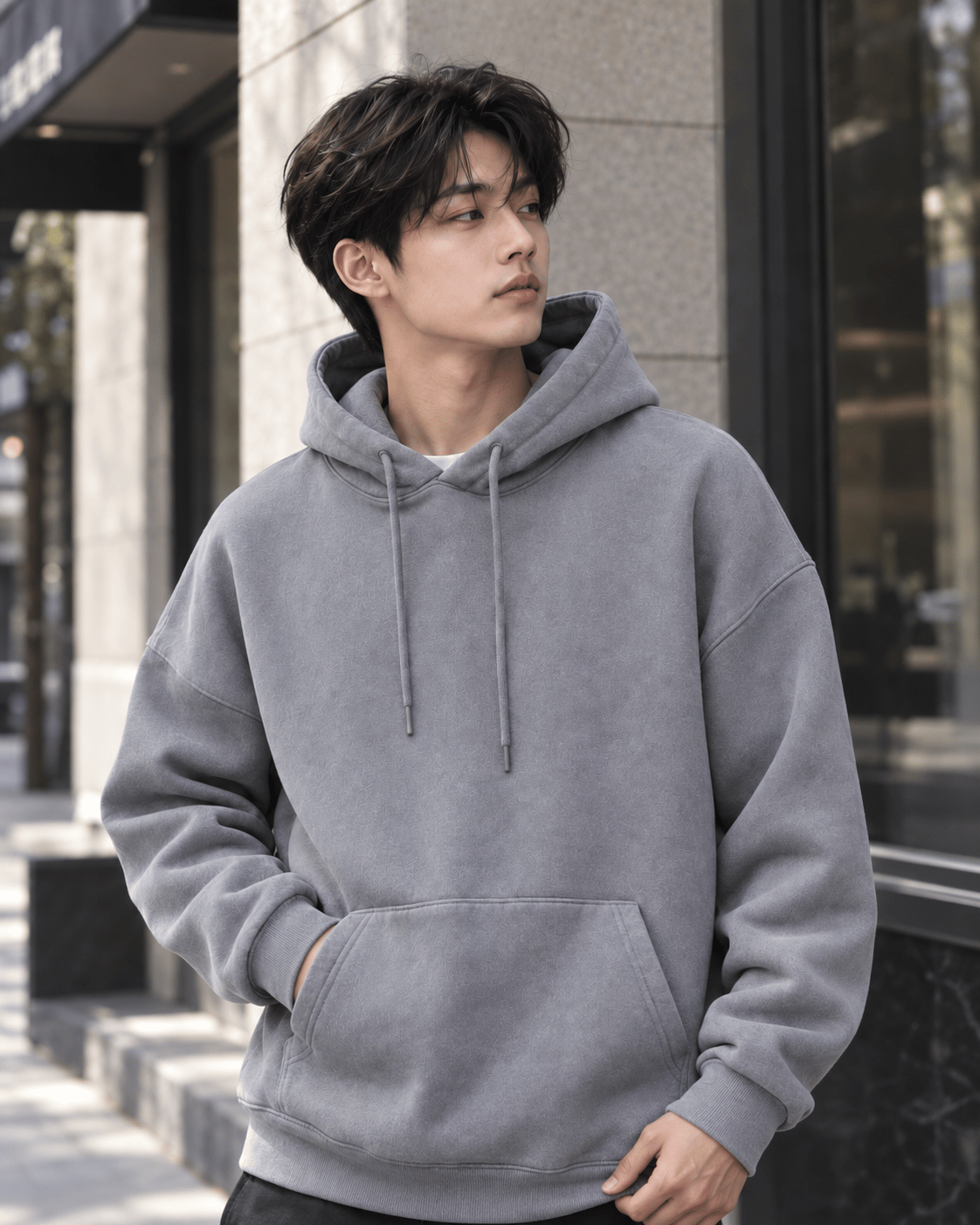 YIKAMALI ÜÇ İPLİK ŞARDONLU SWEATSHIRT GRİ