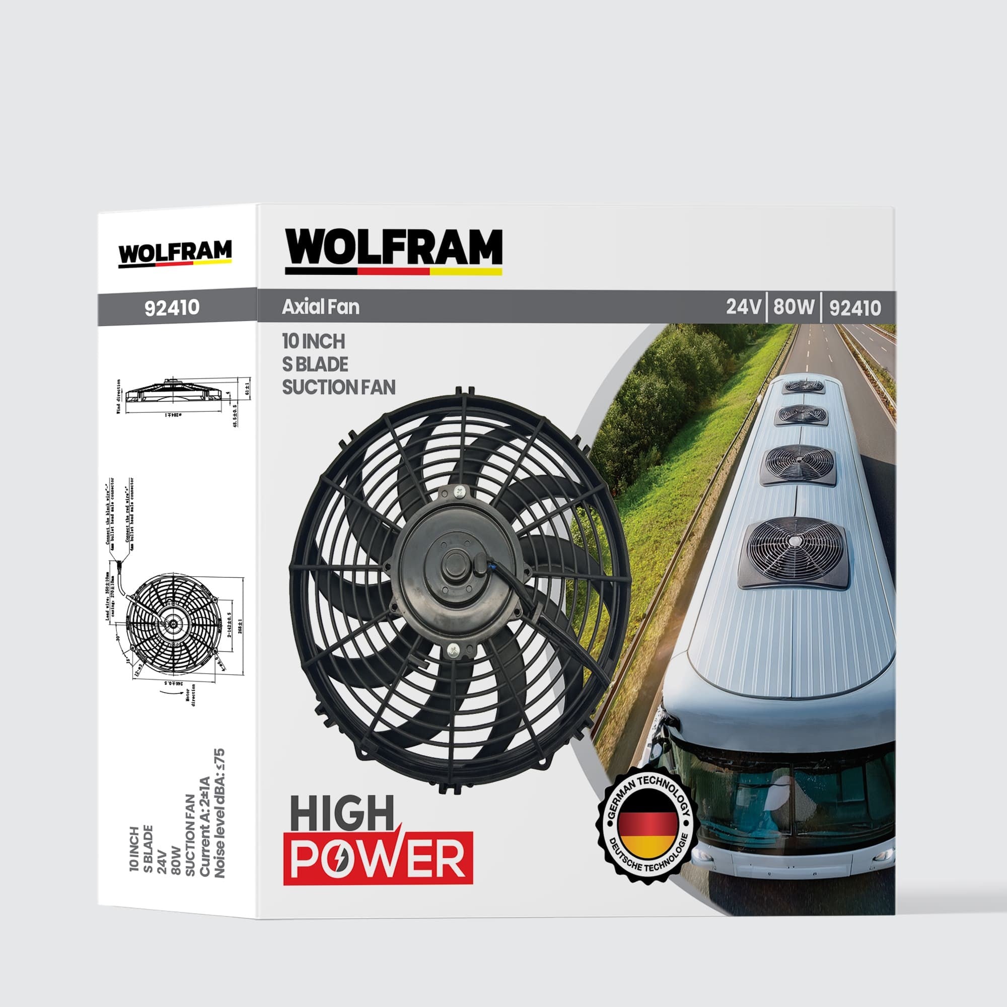 AXİAL FAN 10 İNCH S KANAT WOLFRAM 92410 	