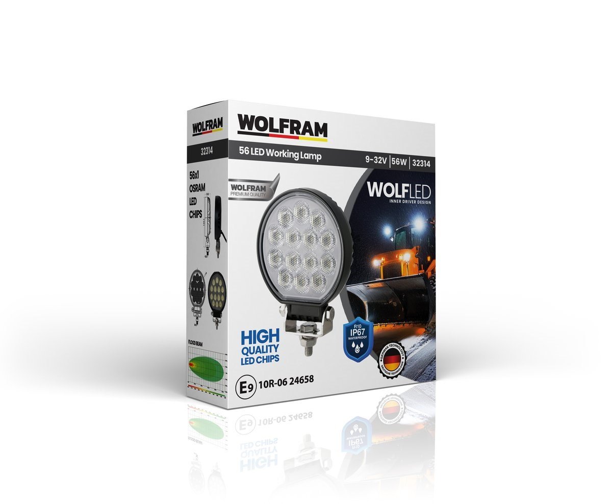 Wolfram Wolf Serisi 32314 Çalışma Lambası Yuvarlak LARGE 4760 Lümen FLOOD - WOLFRAM 32314