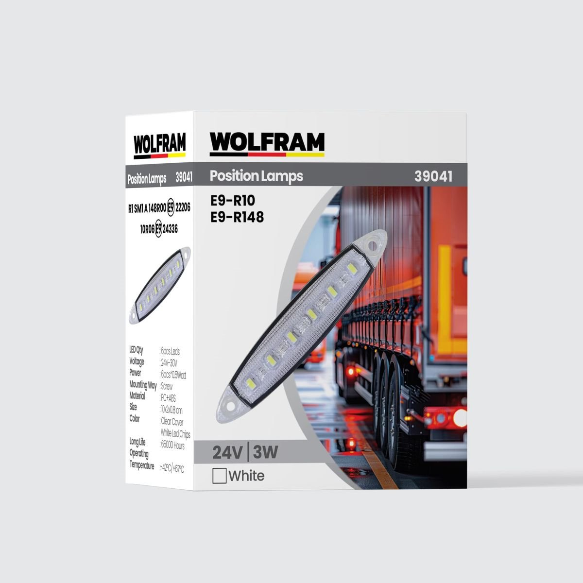 39041 24V YAN POZİSYON LAMBA 6 LED 3W BEYAZ E9-R10 BELGELİ - 10 Adet