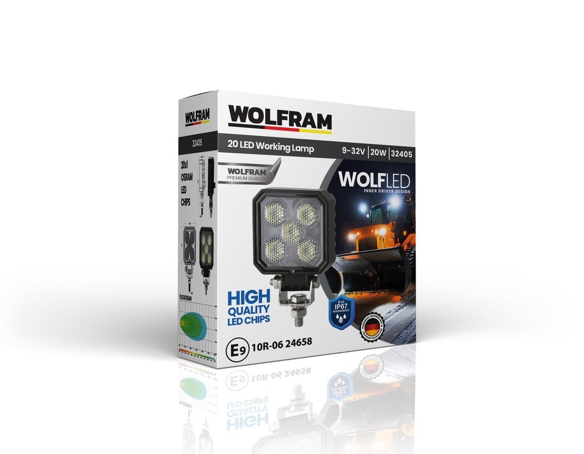 Wolfram Wolf Serisi 32405 Çalışma Lambası Kare Midi 1700 Lümen FLOOD - WOLFRAM 32405