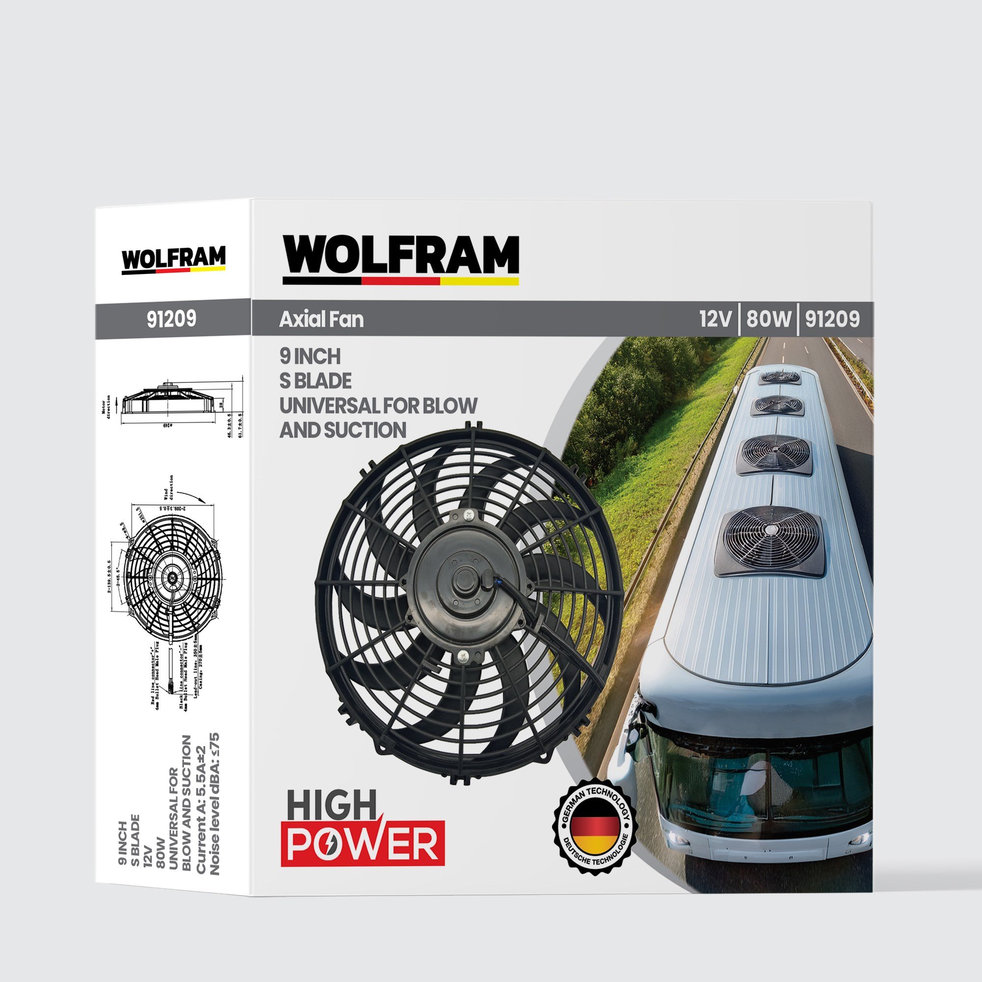 Axial Fan 9 Inch S Kanat Wolfram 91209 