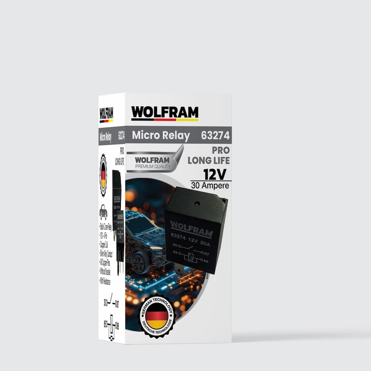Röle Çift Platinli Siyah 4 Uçlu Mikro Yeni Model Pro (5 Adet) - WOLFRAM 63274