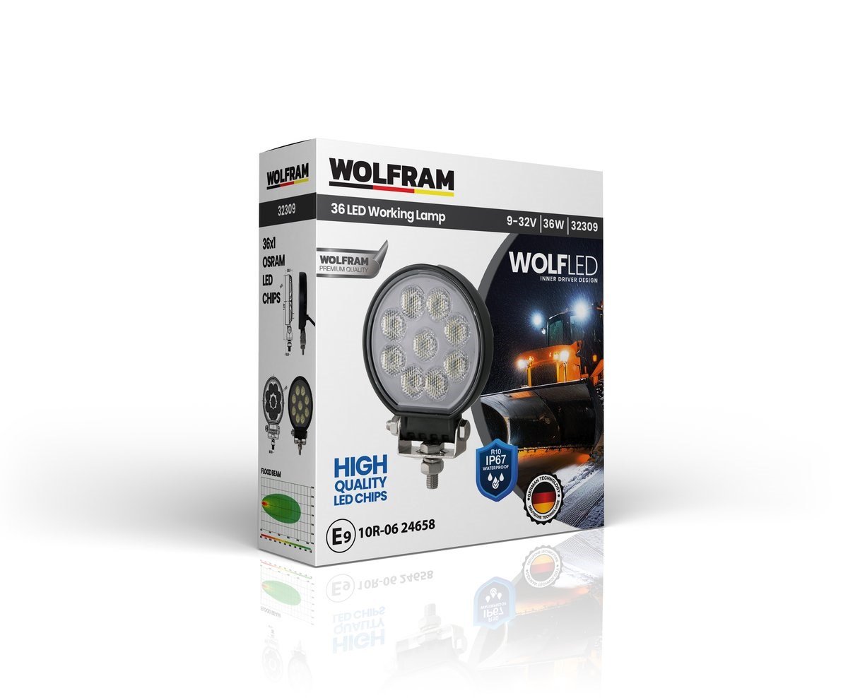 Wolfram Wolf Serisi 32309 Çalışma Lambası Yuvarlak Maxsi 3060 Lümen FLOOD - WOLFRAM 32309